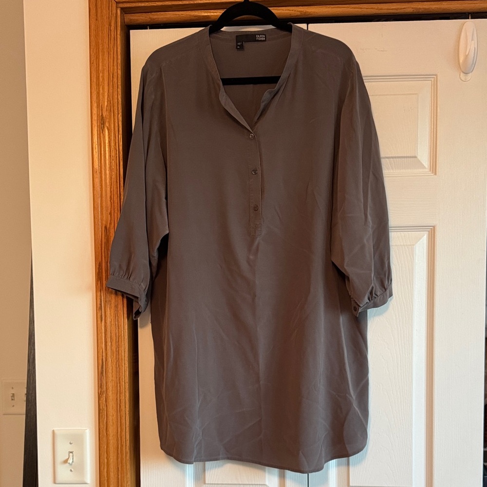 With Gray Button-Up Tunic Top